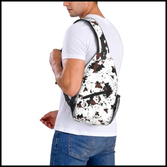 Cow Print Crossbody Sling Backpack Adjustable Strap 15.3 Inch Daypack